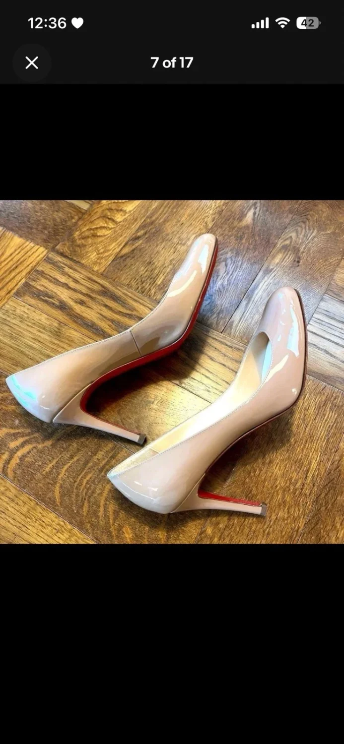 Christian Louboutin 米色裸色漆皮高跟鞋 35 - 带盒-