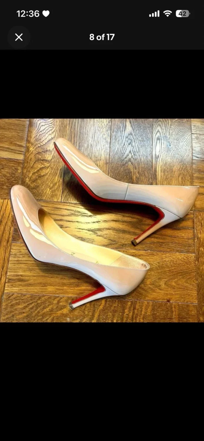 Christian Louboutin 米色裸色漆皮高跟鞋 35 - 带盒-