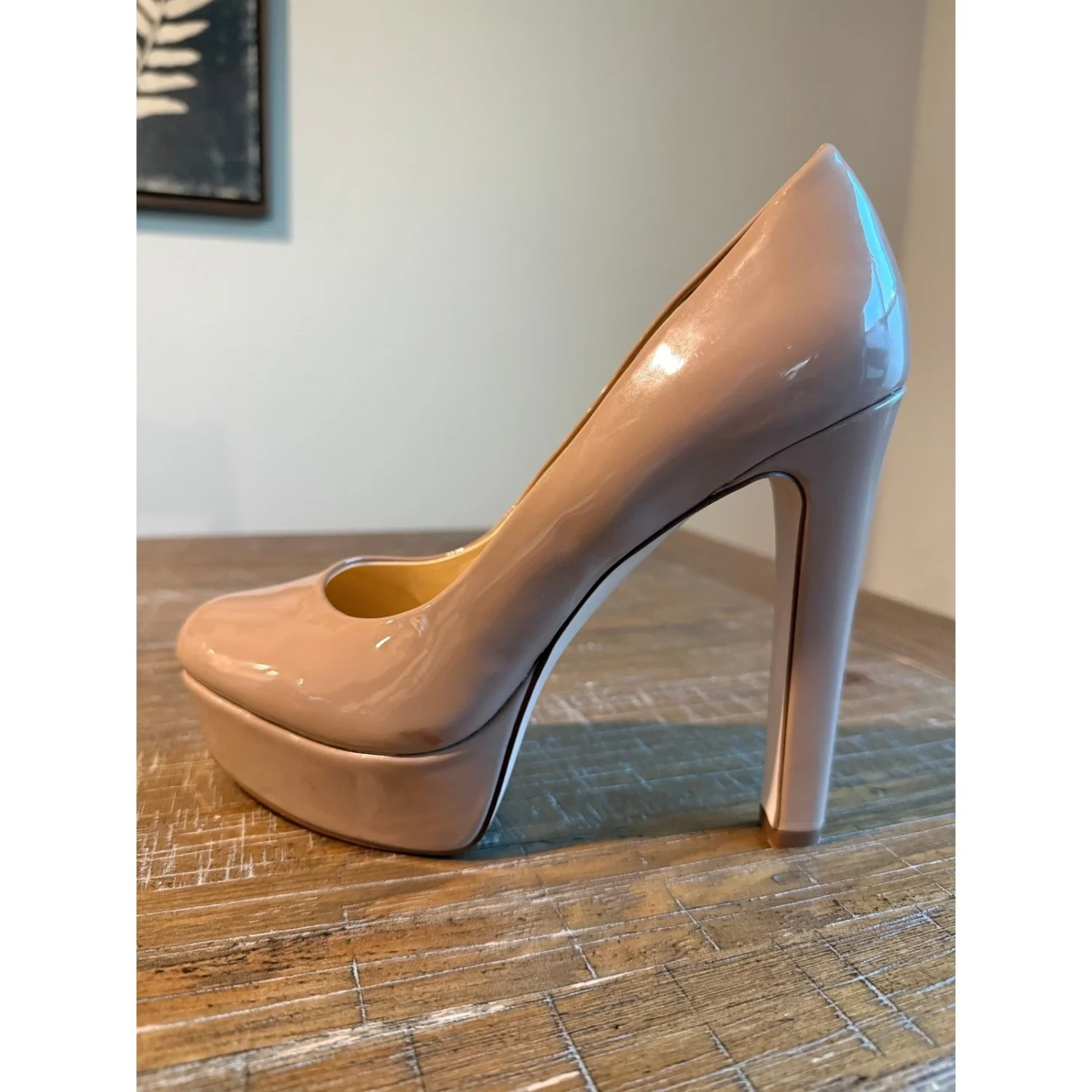 全新 Jessica Simpson 裸色专利平台高跟鞋 杏仁鞋头 7.5 米 38 JS-Dany-