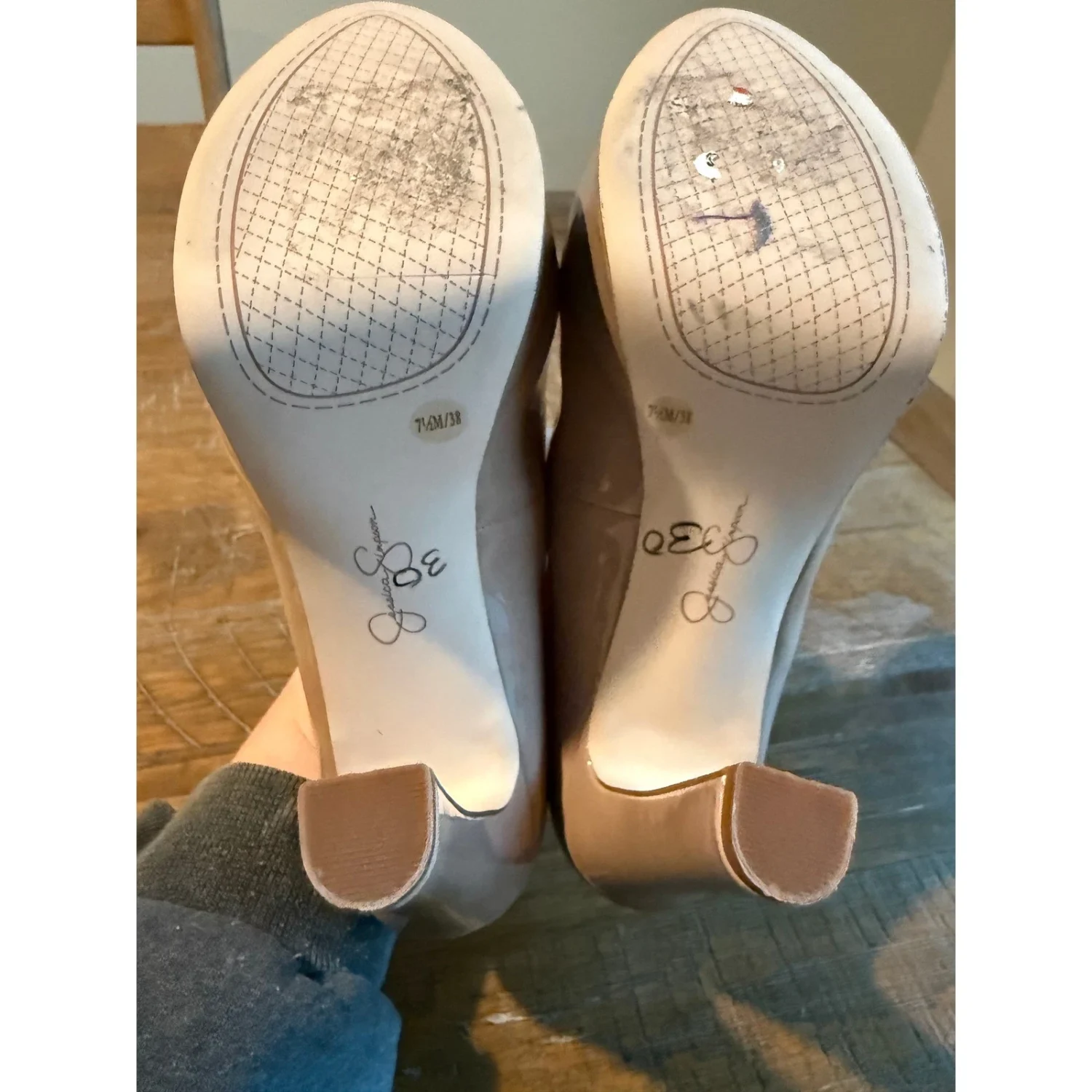 全新 Jessica Simpson 裸色专利平台高跟鞋 杏仁鞋头 7.5 米 38 JS-Dany-