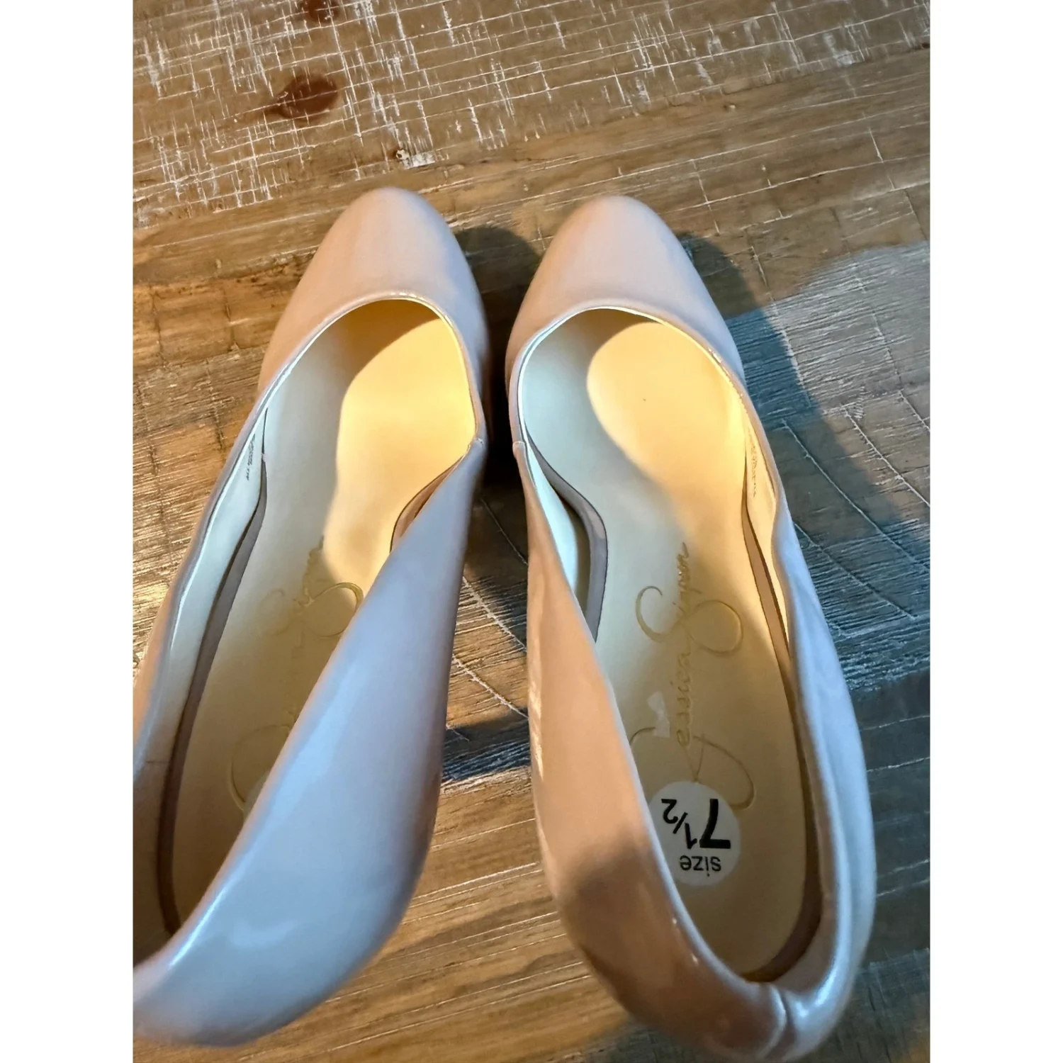 全新 Jessica Simpson 裸色专利平台高跟鞋 杏仁鞋头 7.5 米 38 JS-Dany-