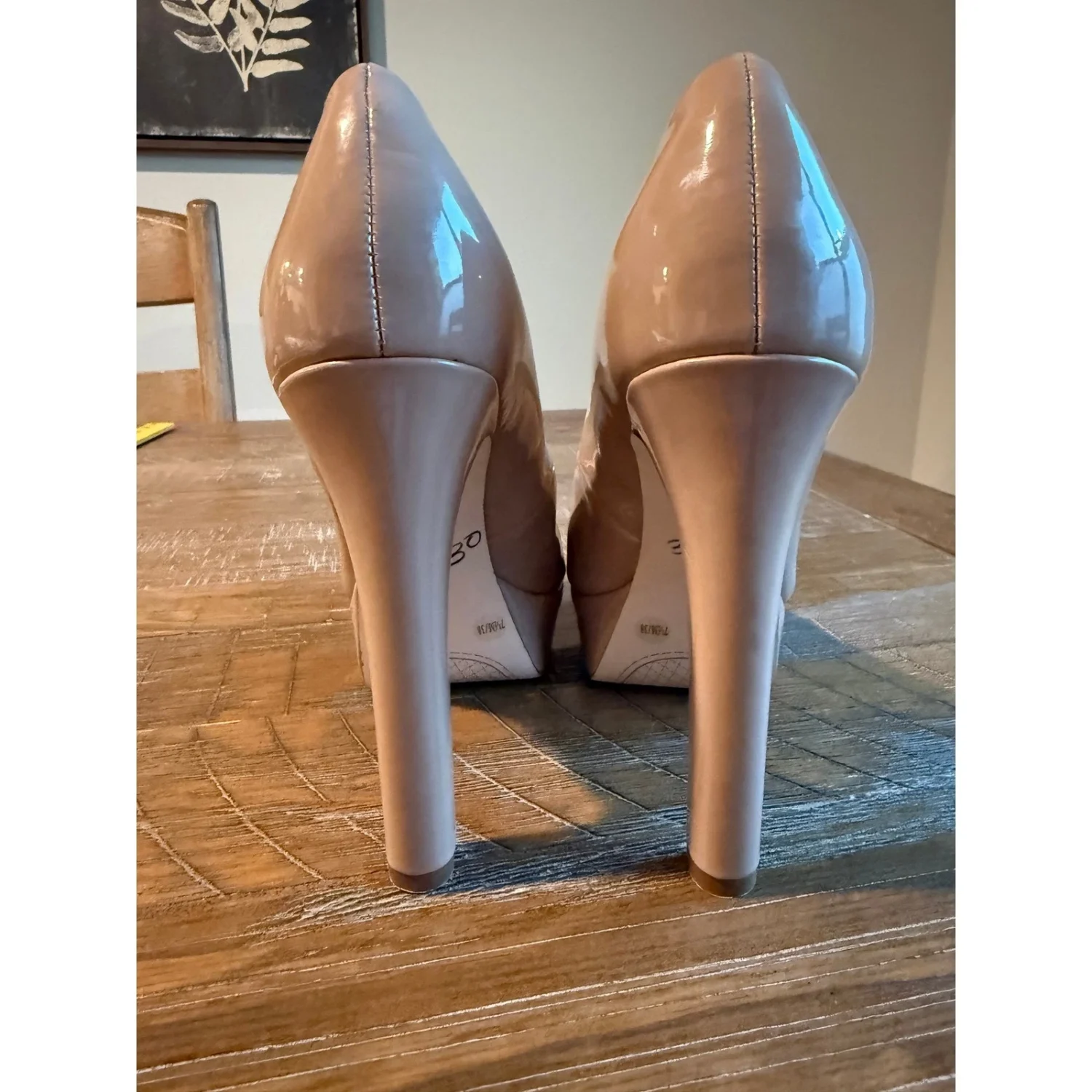 全新 Jessica Simpson 裸色专利平台高跟鞋 杏仁鞋头 7.5 米 38 JS-Dany-