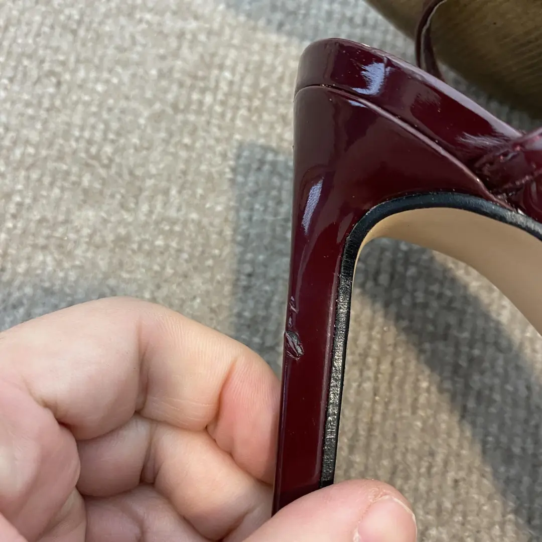 Nine West 鞋跟女式 6.5 码红色专利网眼绑带高跟鞋-