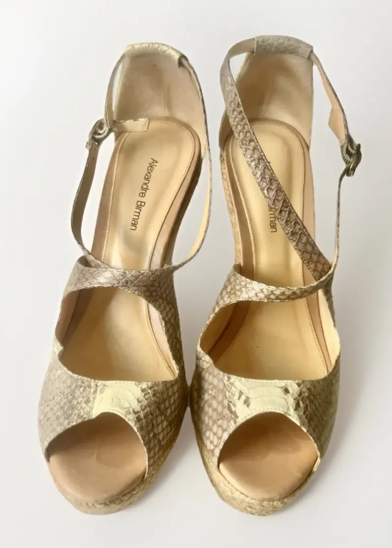 Alexandre Birman 厚底高跟鞋女式 8.5 坡蛇纹绑带-