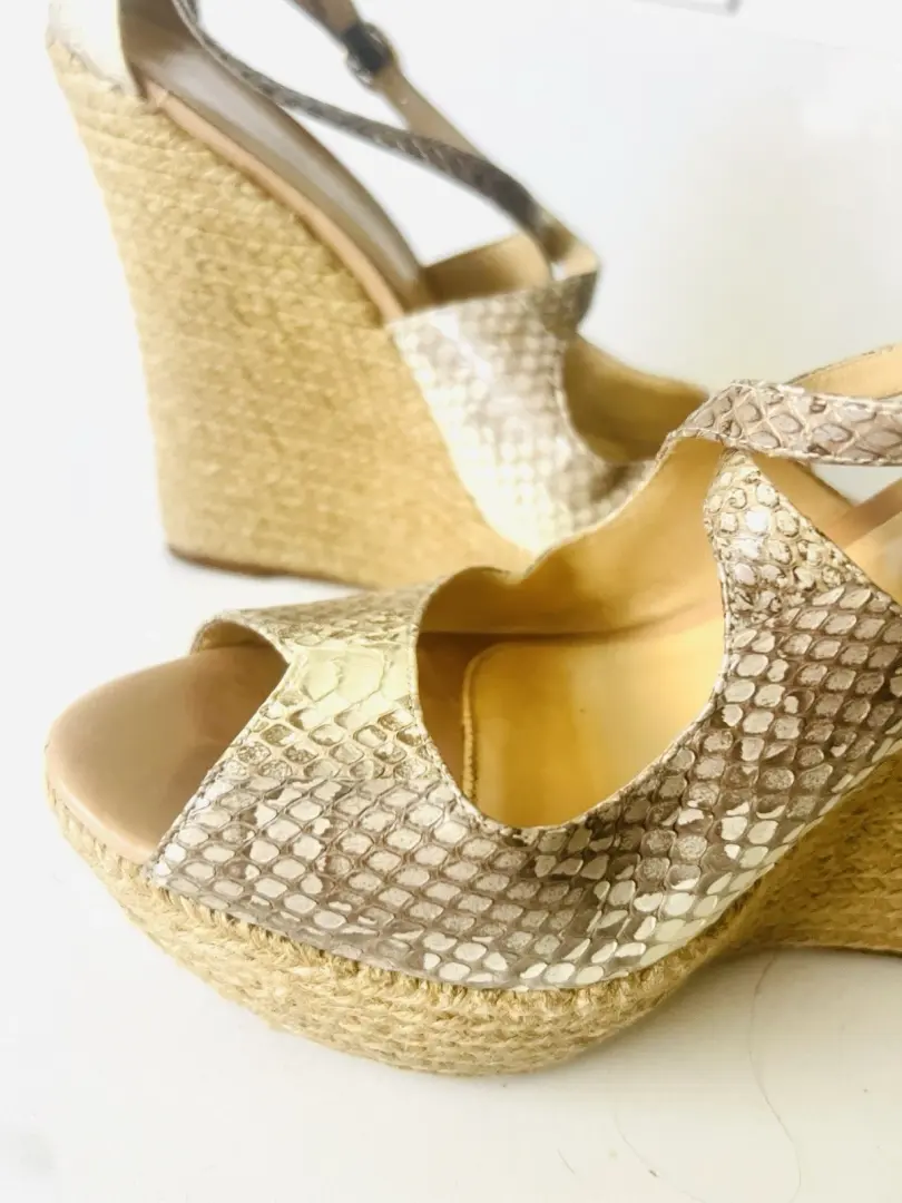 Alexandre Birman 厚底高跟鞋女式 8.5 坡蛇纹绑带-