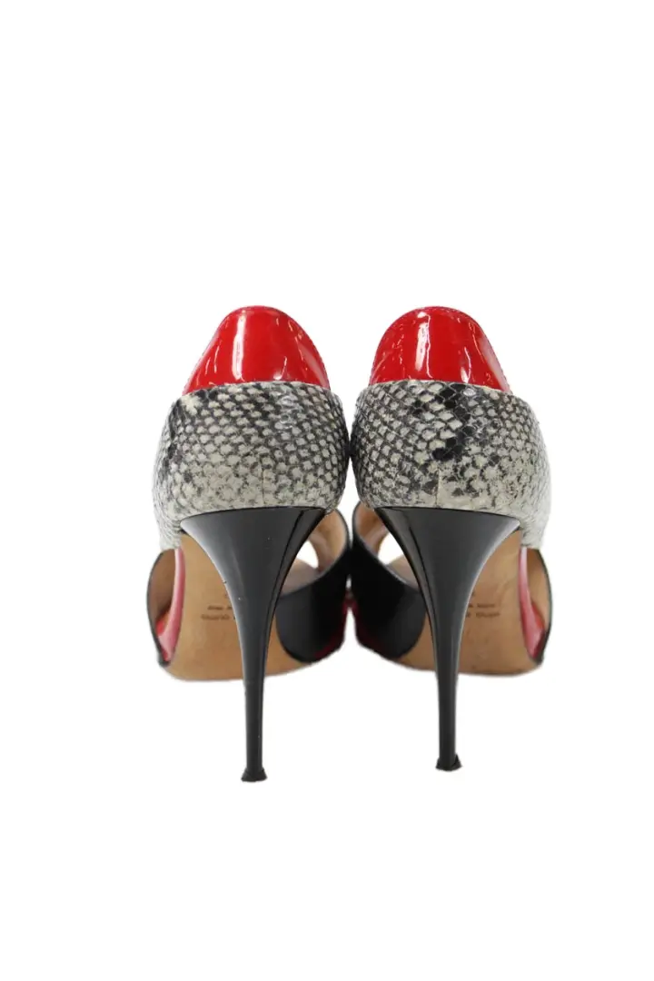Giuseppe Zanotti Design 女式蛇皮印花高跟鞋黑色红色 39 9 码-