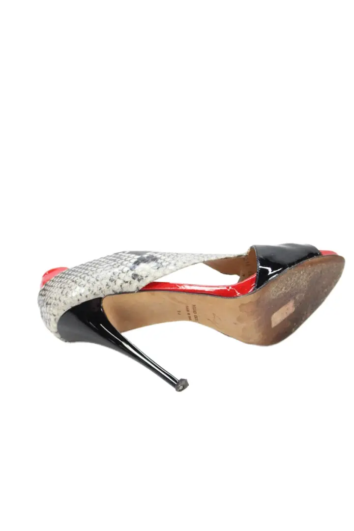 Giuseppe Zanotti Design 女式蛇皮印花高跟鞋黑色红色 39 9 码-