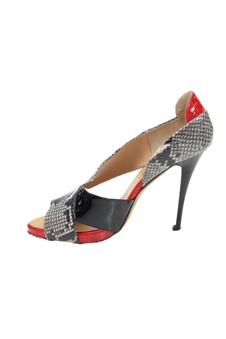 Giuseppe Zanotti Design 女式蛇皮印花高跟鞋黑色红色 39 9 码-