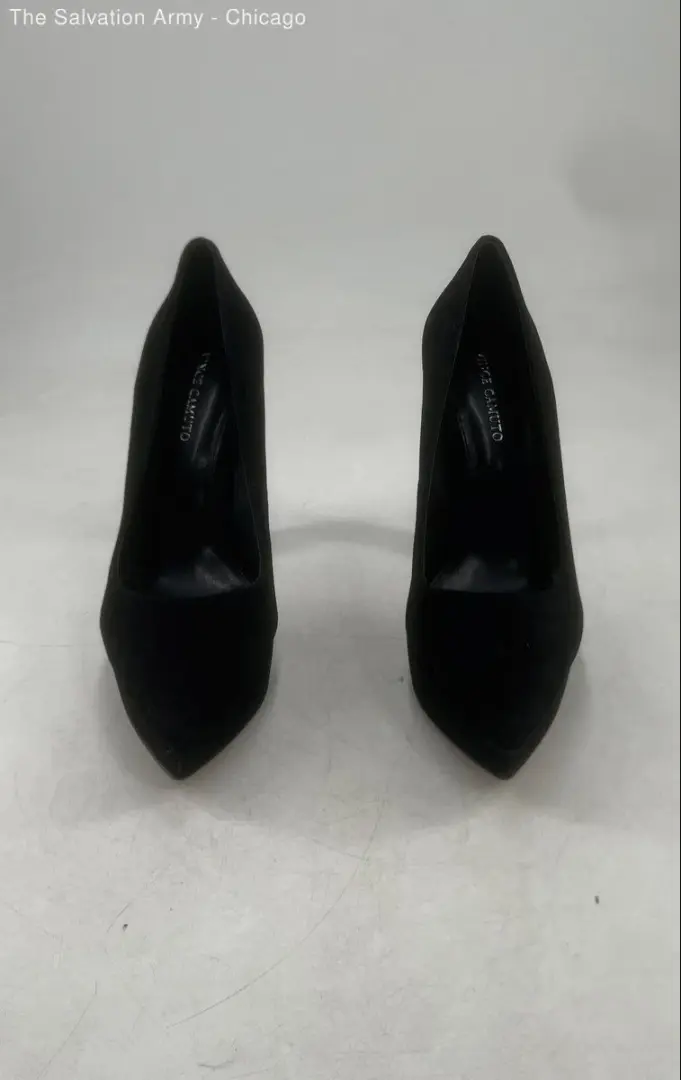 Vince Camuto 女式黑色麂皮绒尖头懒人高跟鞋 6M 码-