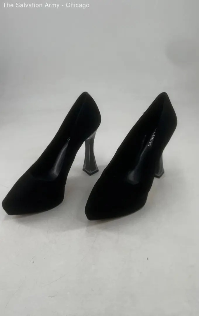 Vince Camuto 女式黑色麂皮绒尖头懒人高跟鞋 6M 码-