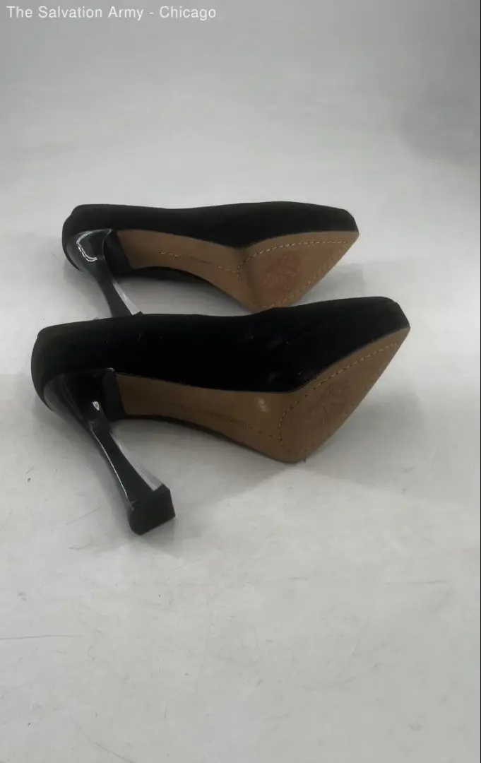 Vince Camuto 女式黑色麂皮绒尖头懒人高跟鞋 6M 码-