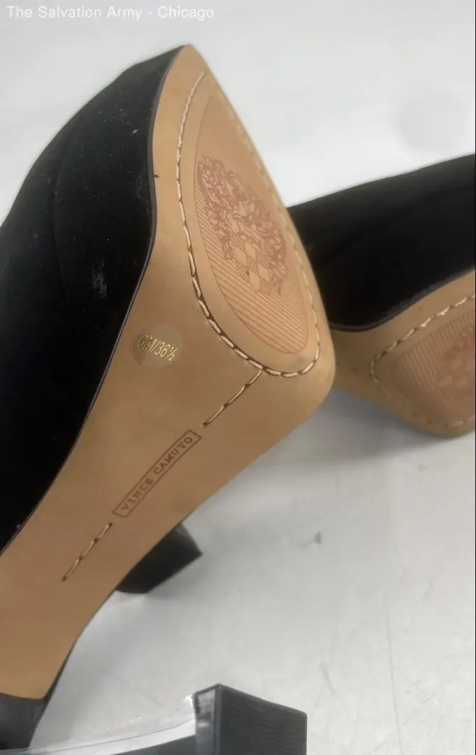 Vince Camuto 女式黑色麂皮绒尖头懒人高跟鞋 6M 码-