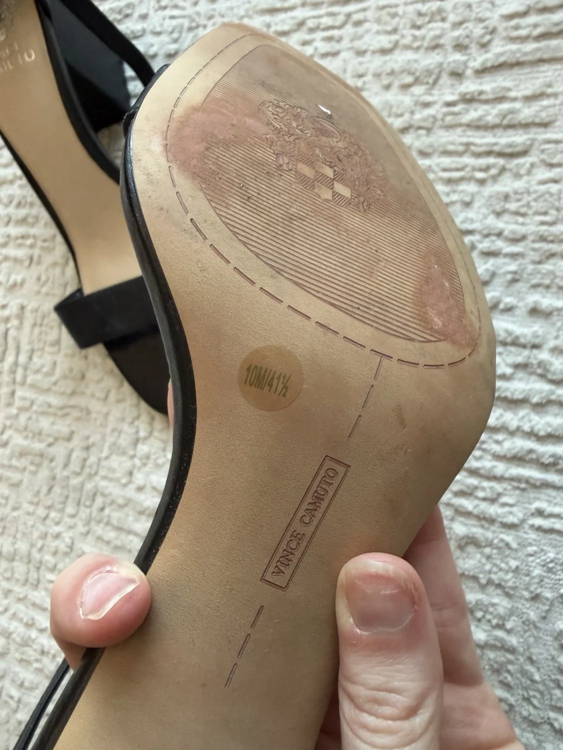 Vince Camuto 黑色绑带踝带方头粗跟女式 10-