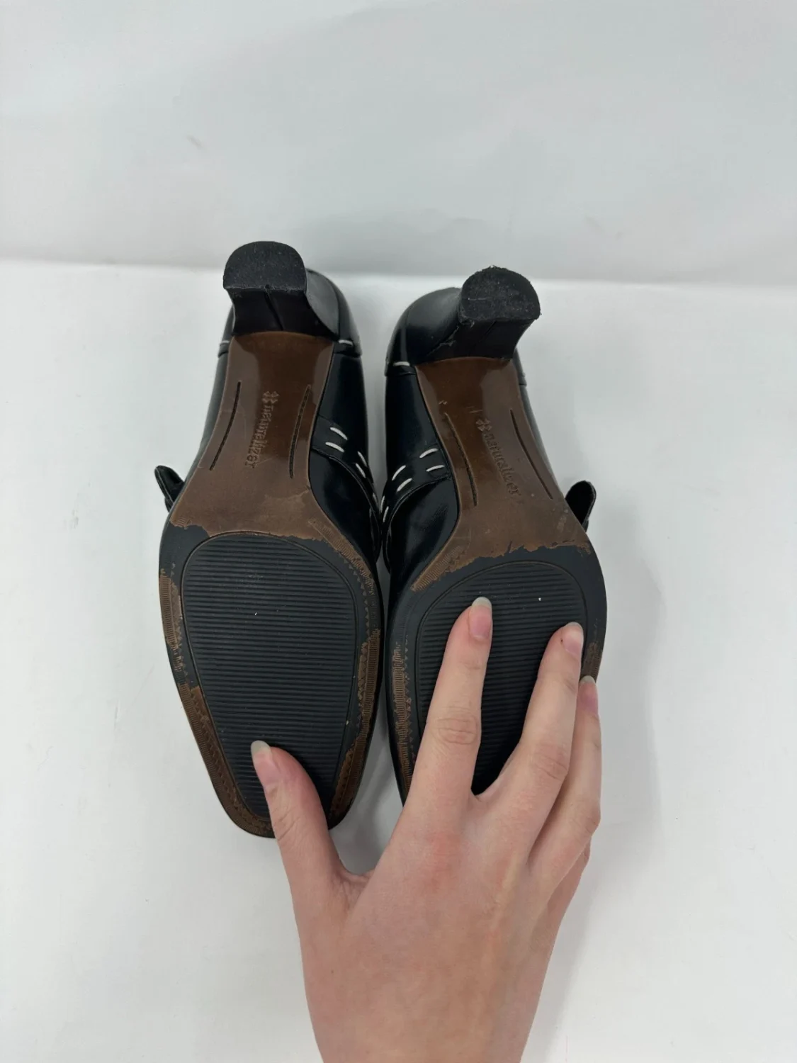 Naturalizer 皮革 Mary Jane 高跟鞋 – 女式 9.5W 码 – 黑色/海军蓝-