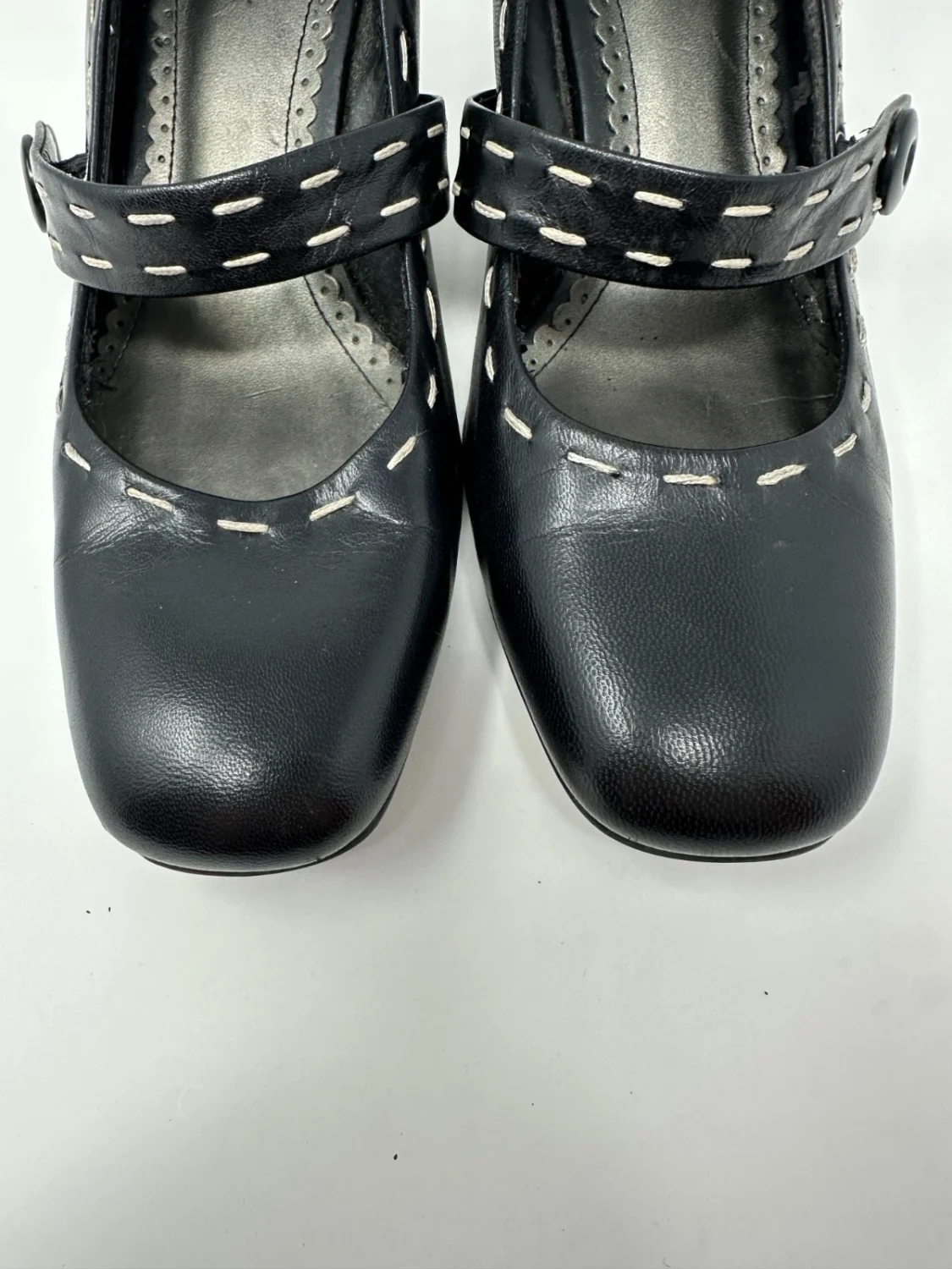 Naturalizer 皮革 Mary Jane 高跟鞋 – 女式 9.5W 码 – 黑色/海军蓝-