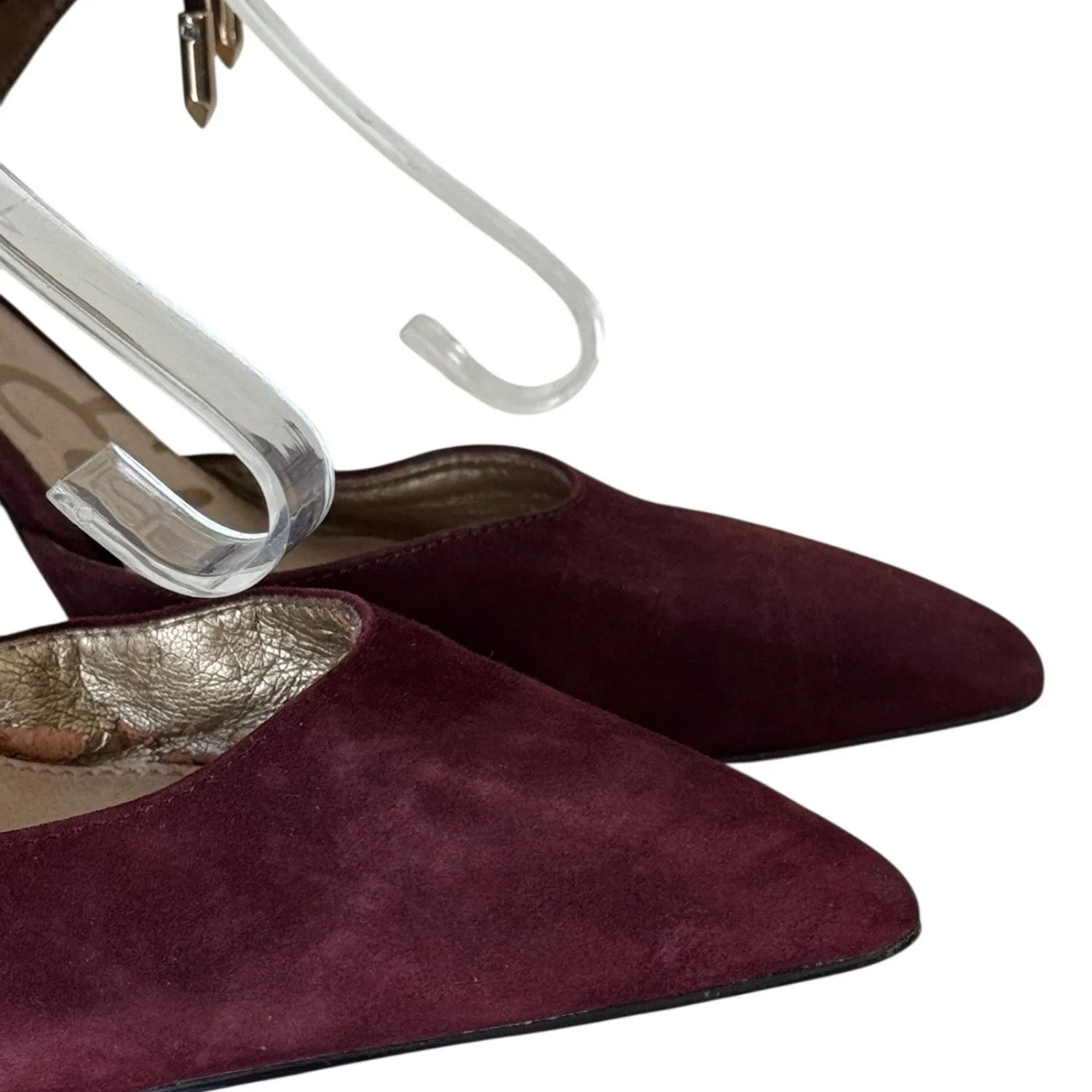 Sam Edelman 勃艮第麂皮绒系带笼尖头高跟鞋 US 9M EUR 40-