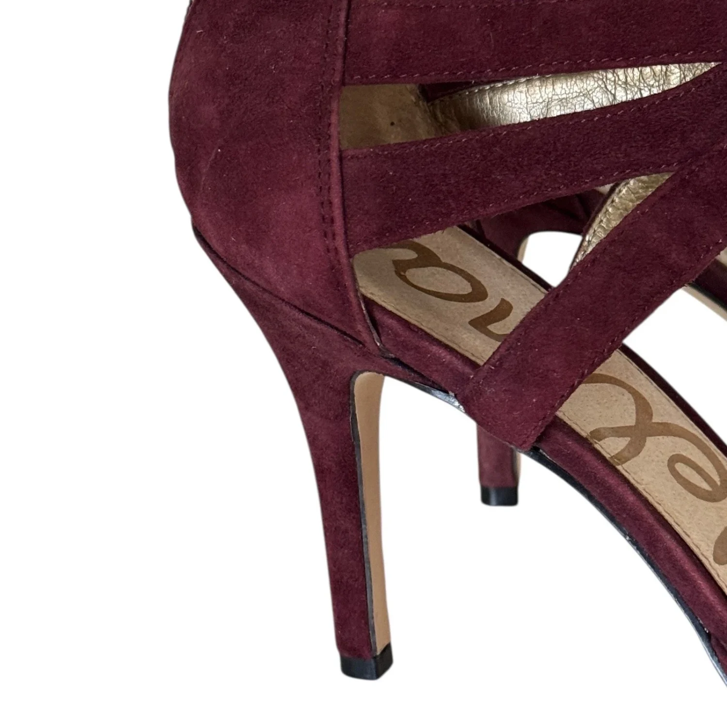 Sam Edelman 勃艮第麂皮绒系带笼尖头高跟鞋 US 9M EUR 40-