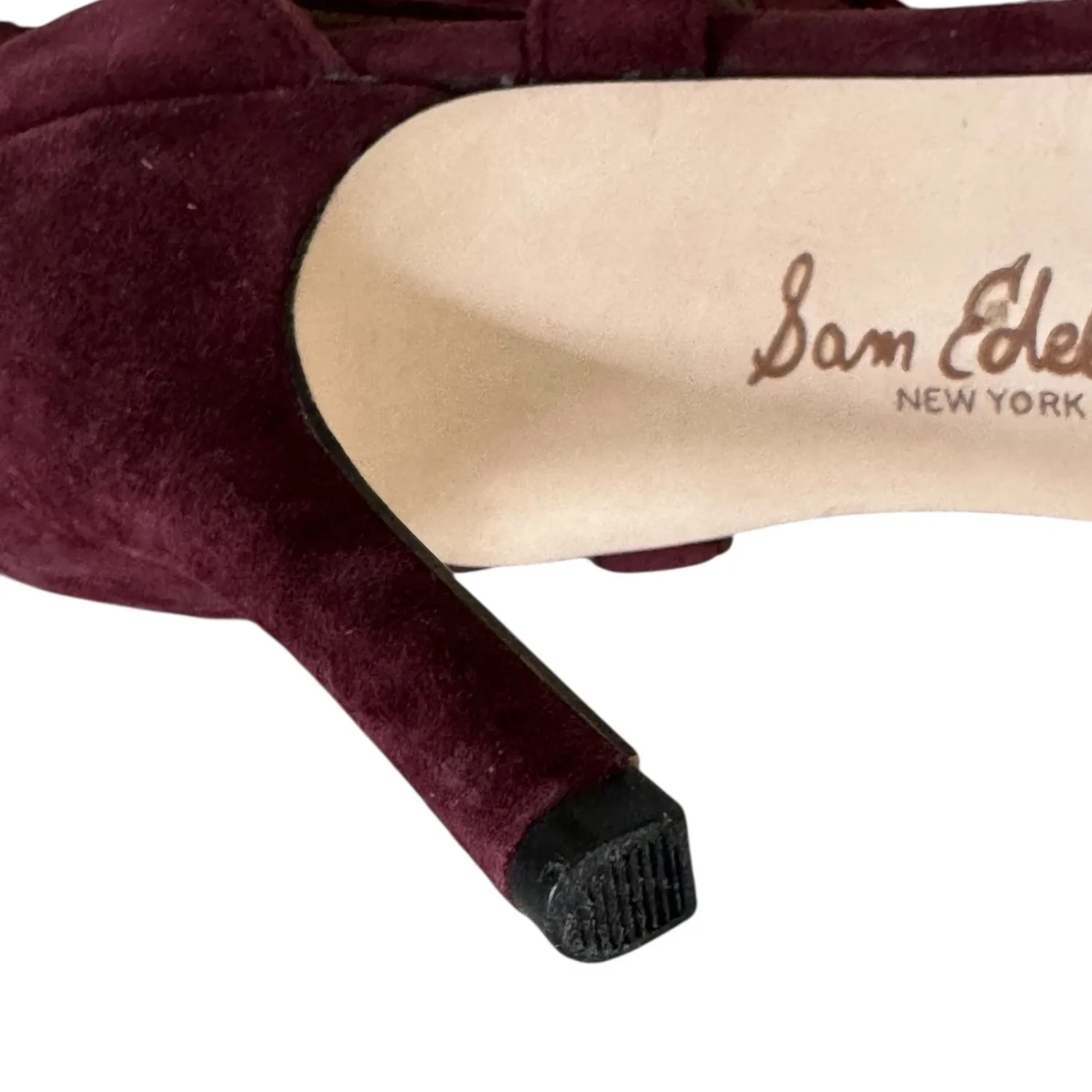 Sam Edelman 勃艮第麂皮绒系带笼尖头高跟鞋 US 9M EUR 40-