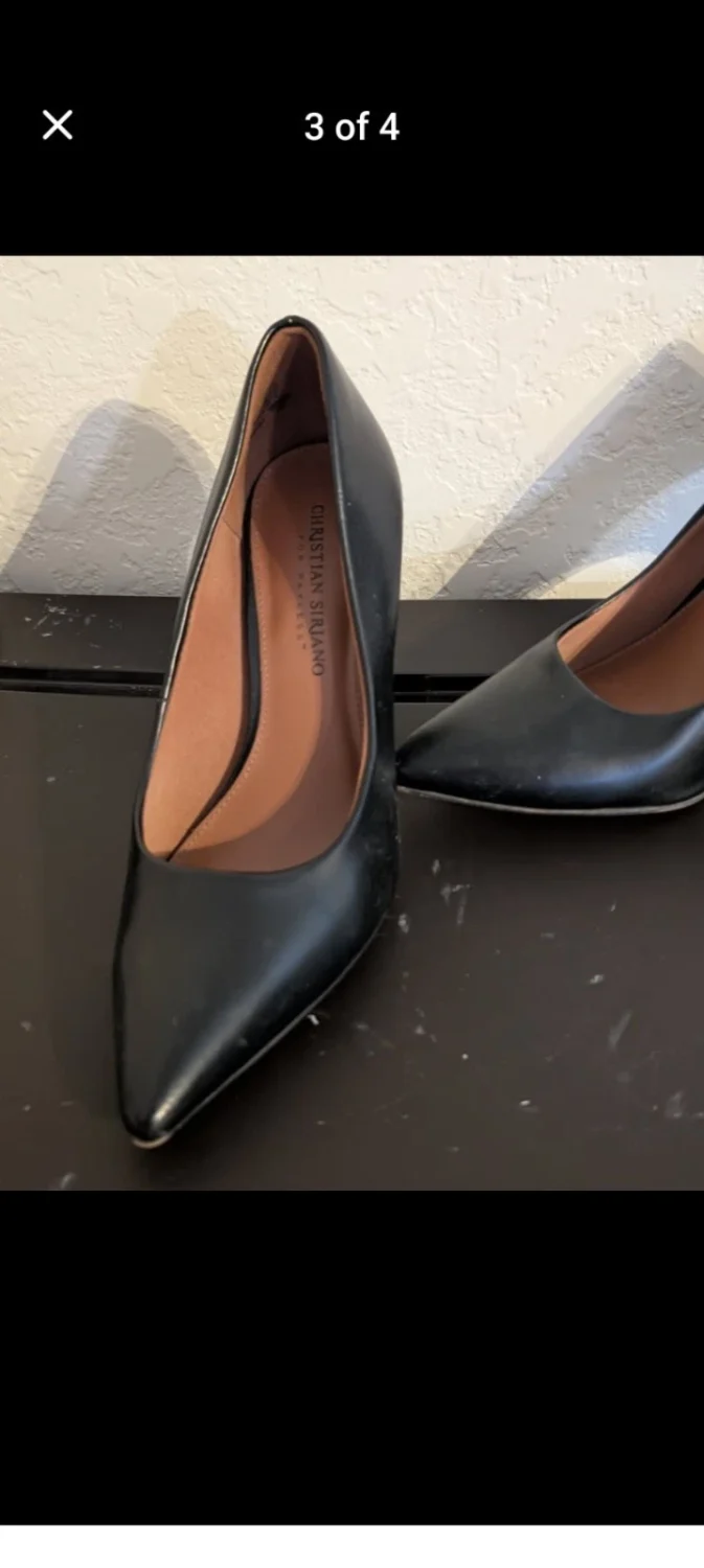 Christian Siriano 女式黑色尖头细高跟鞋合成 8 码-