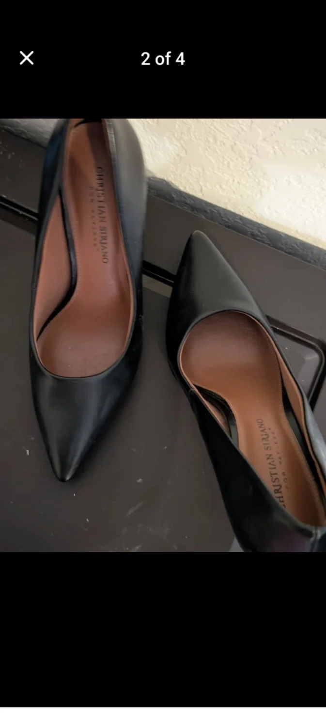 Christian Siriano 女式黑色尖头细高跟鞋合成 8 码-