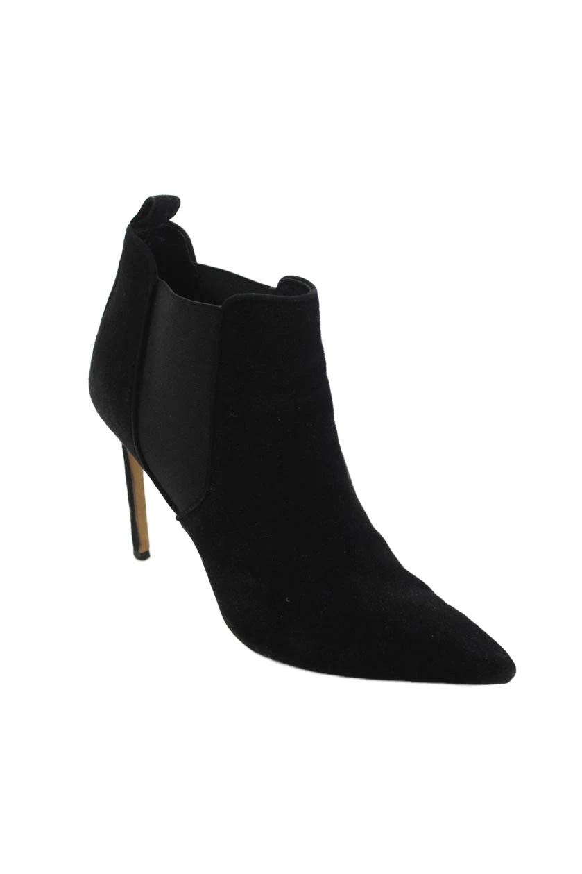 Manolo Blahnik 女式麂皮绒尖头细高跟鞋黑色 9 码-