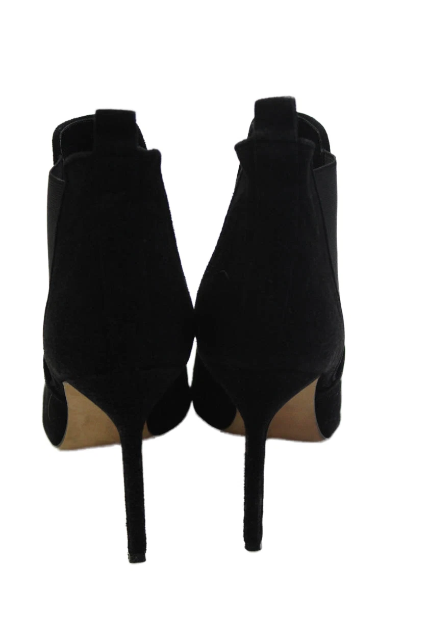 Manolo Blahnik 女式麂皮绒尖头细高跟鞋黑色 9 码-