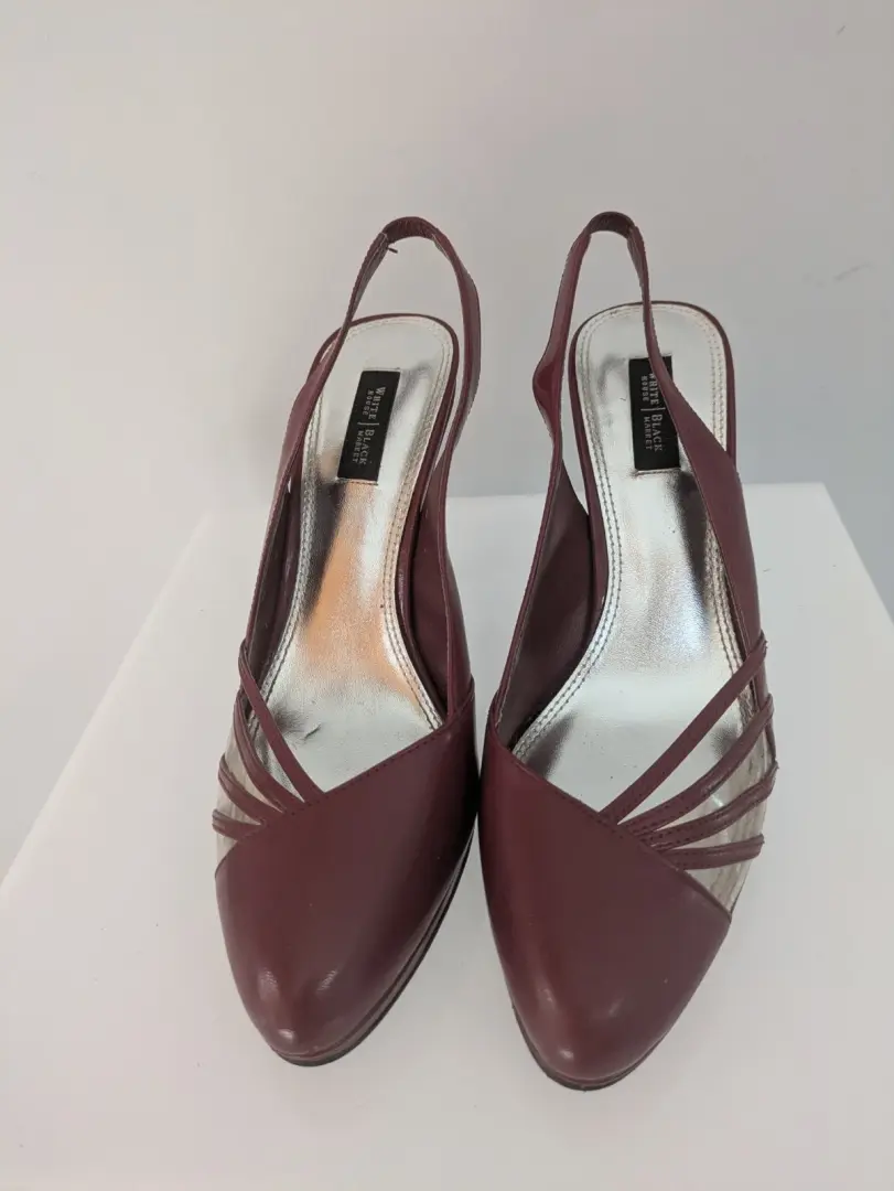 WHBM 8.5M 码高跟鞋吊带博尔多厚底鞋-