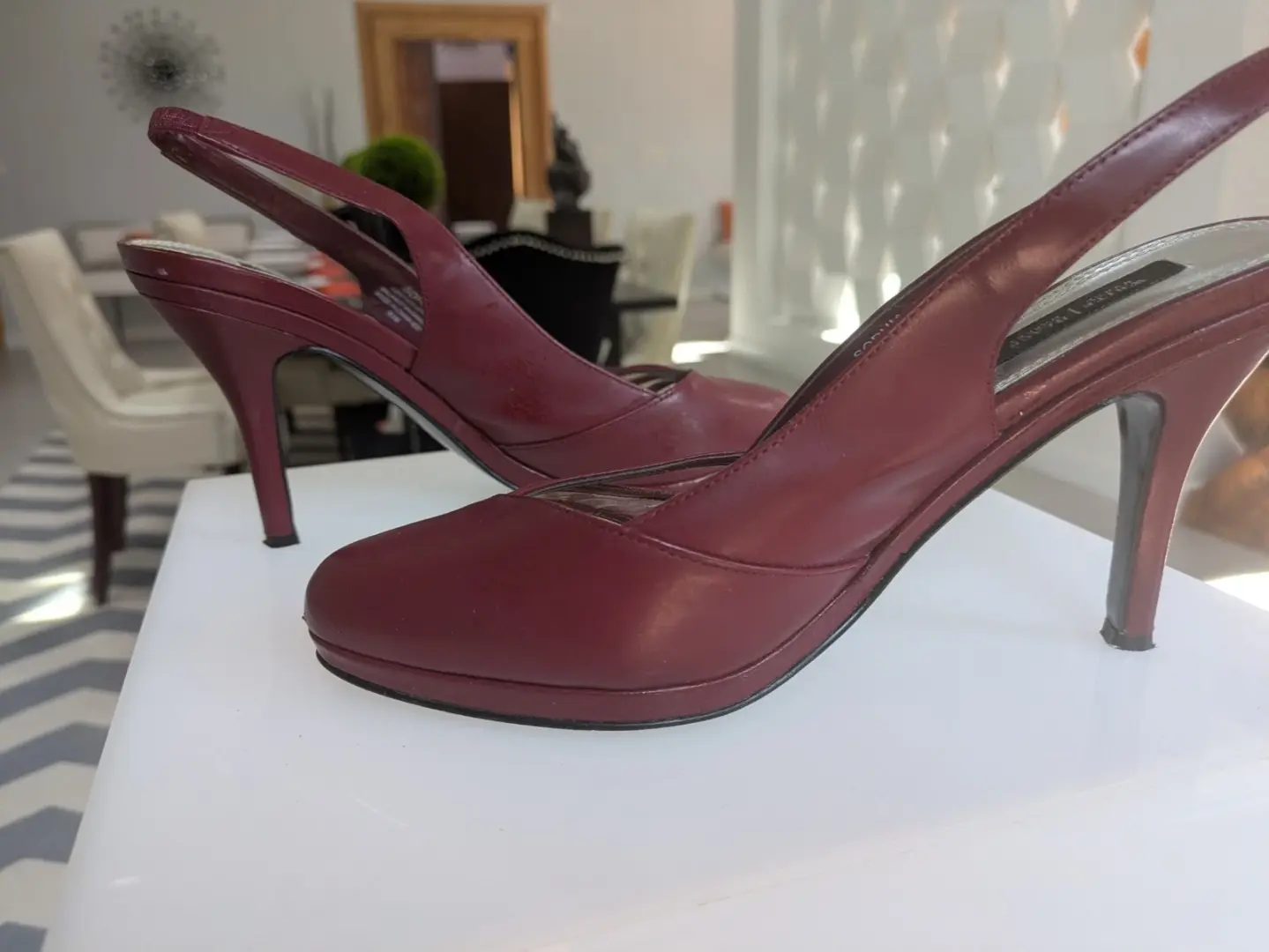 WHBM 8.5M 码高跟鞋吊带博尔多厚底鞋-