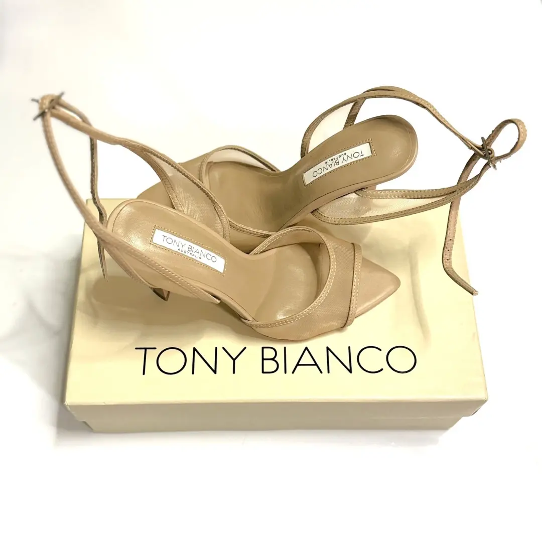 Tony Bianco 裸色网眼尖头露跟细高跟鞋女式 5 码-